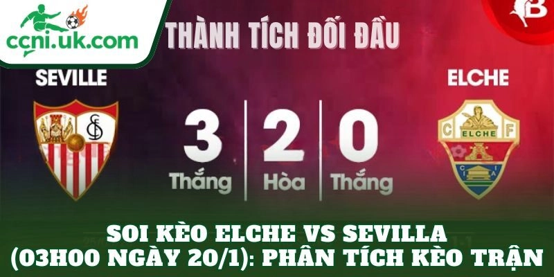 Soi Kèo Elche vs Sevilla (03h00 Ngày 20/1) Với Phân Tích Chi Tiết 2 Soi kèo Elche vs Sevilla (03h00 ngày 20/1): Phân tích kèo trận