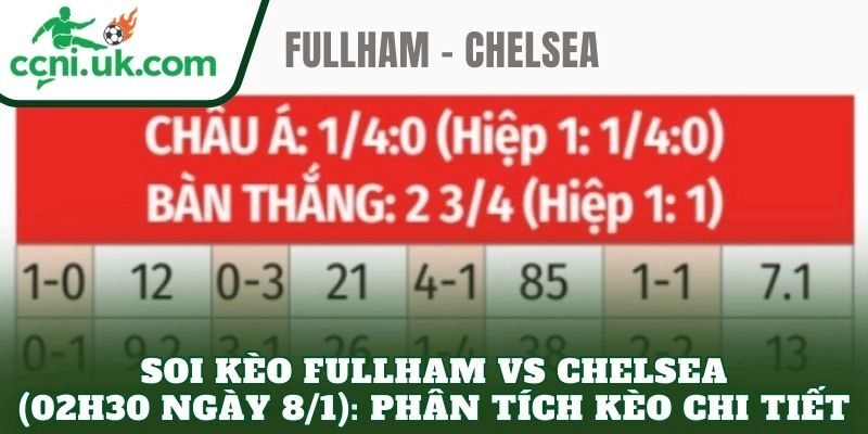 Soi Kèo Fullham vs Chelsea (02h30 Ngày 8/1) Cân Não Derby London 3 Soi kèo Fullham vs Chelsea (02h30 ngày 8/1): Phân tích kèo chi tiết
