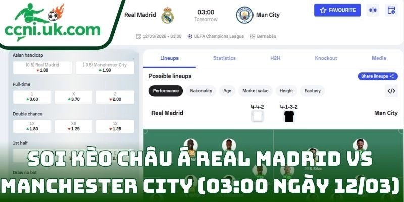 Soi kèo Real Madrid vs Manchester City (03:00 ngày 12/03) giải UEFA Champions League 2 Soi kèo Real Madrid vs Manchester City (03:00 ngày 12/03) châu Á